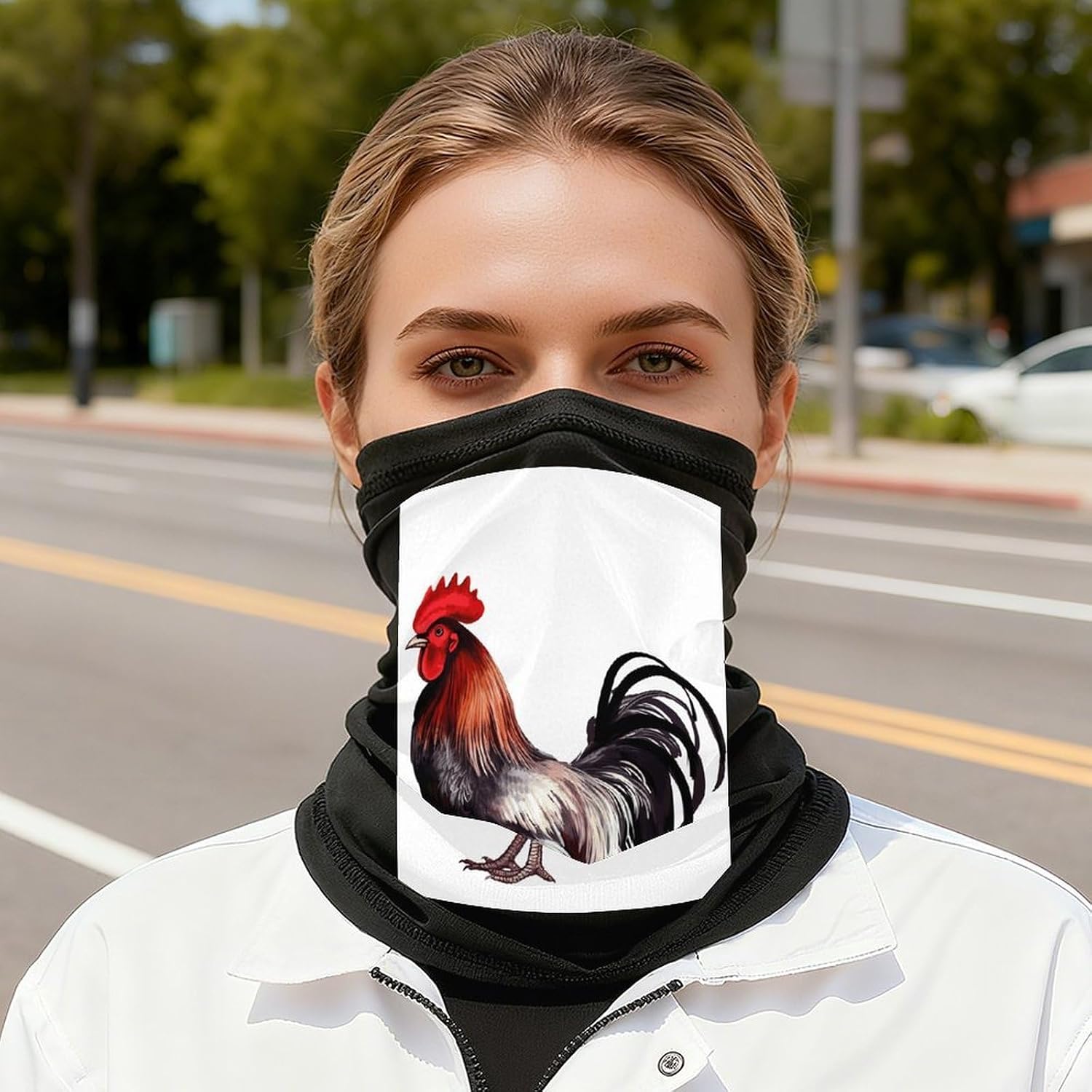 Cycling Neck Gaiter Upf 50+ Sun Protection Cooling Quick-Dry Balaclava Rooster Face Mask Breathable Bandana for Biking Motorcycle Running Hiking & Outdoor Work