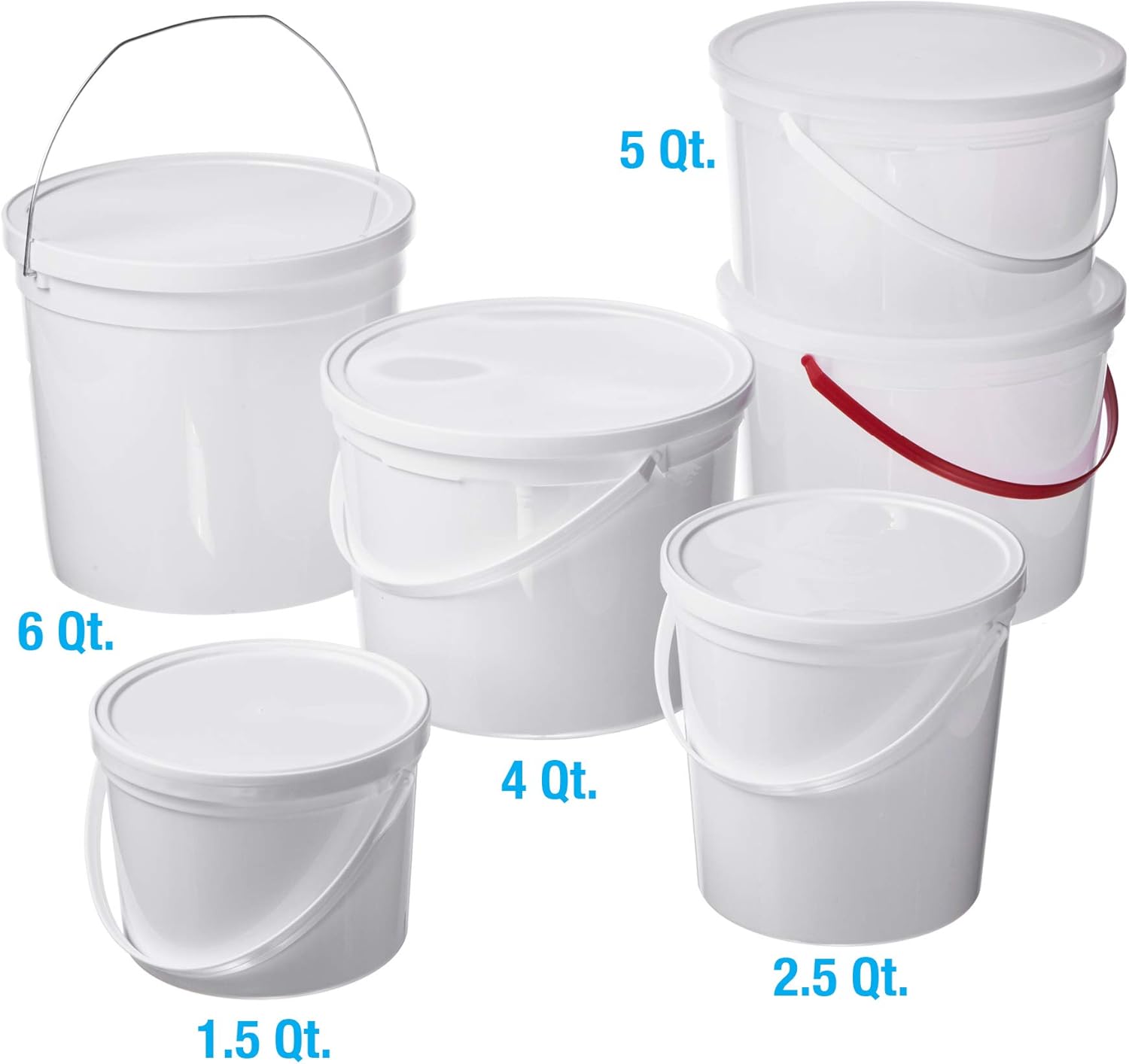 Consolidated Plastics 42586 Pail With Handle, HDPE, 5 quart, White, 10 Piece