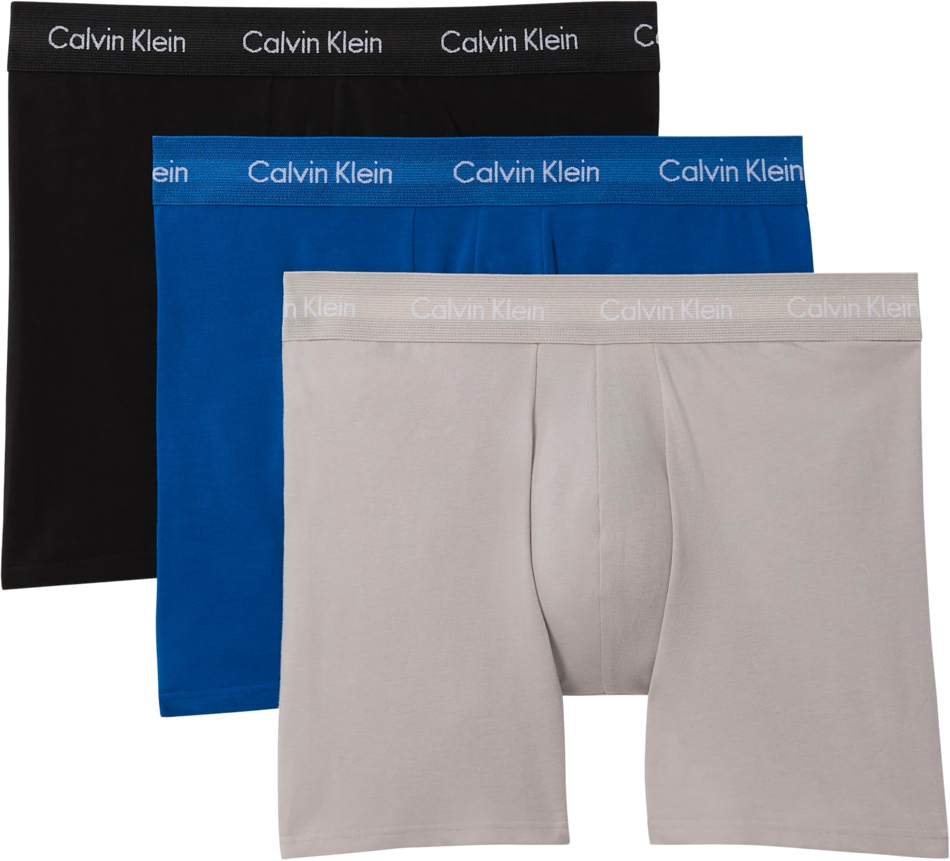 Calvin Klein Men’s 3 Pack Stretch Boxer Briefs, Pink (CLASSIC BLUE/PORPOISE/BLACK), L