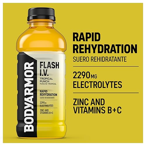 Miniatura 7 de BODYARMOR Flash I.V. - Bebida de electrolitos de rehidratación rápida, Tropical Punch, 20 onzas líquidas (paquete de 12)