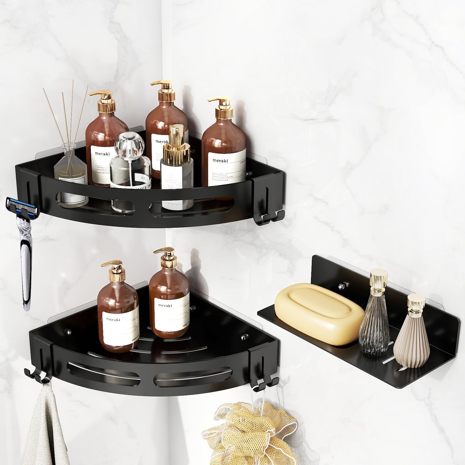 JUYSON Shower Caddy Corner Shelves for Inside Shower No Drilling Stainless Steel Organizer Corner for Bathroom with Soap
