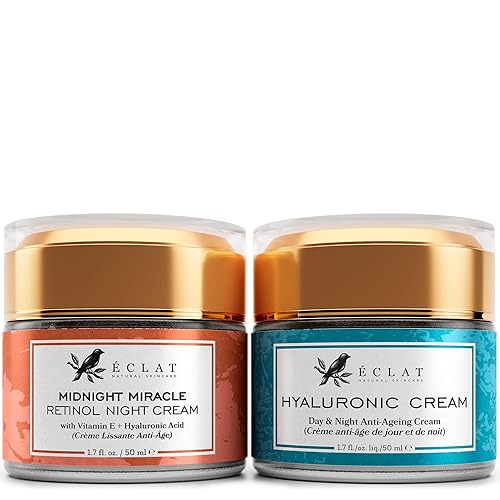Eclat Skincare Hydrate & Renew Set - Crema de retinol al 2.5% de 1.7 onzas líquidas y crema de ácido hialurónico de 1.7 onzas líquidas para hidratar