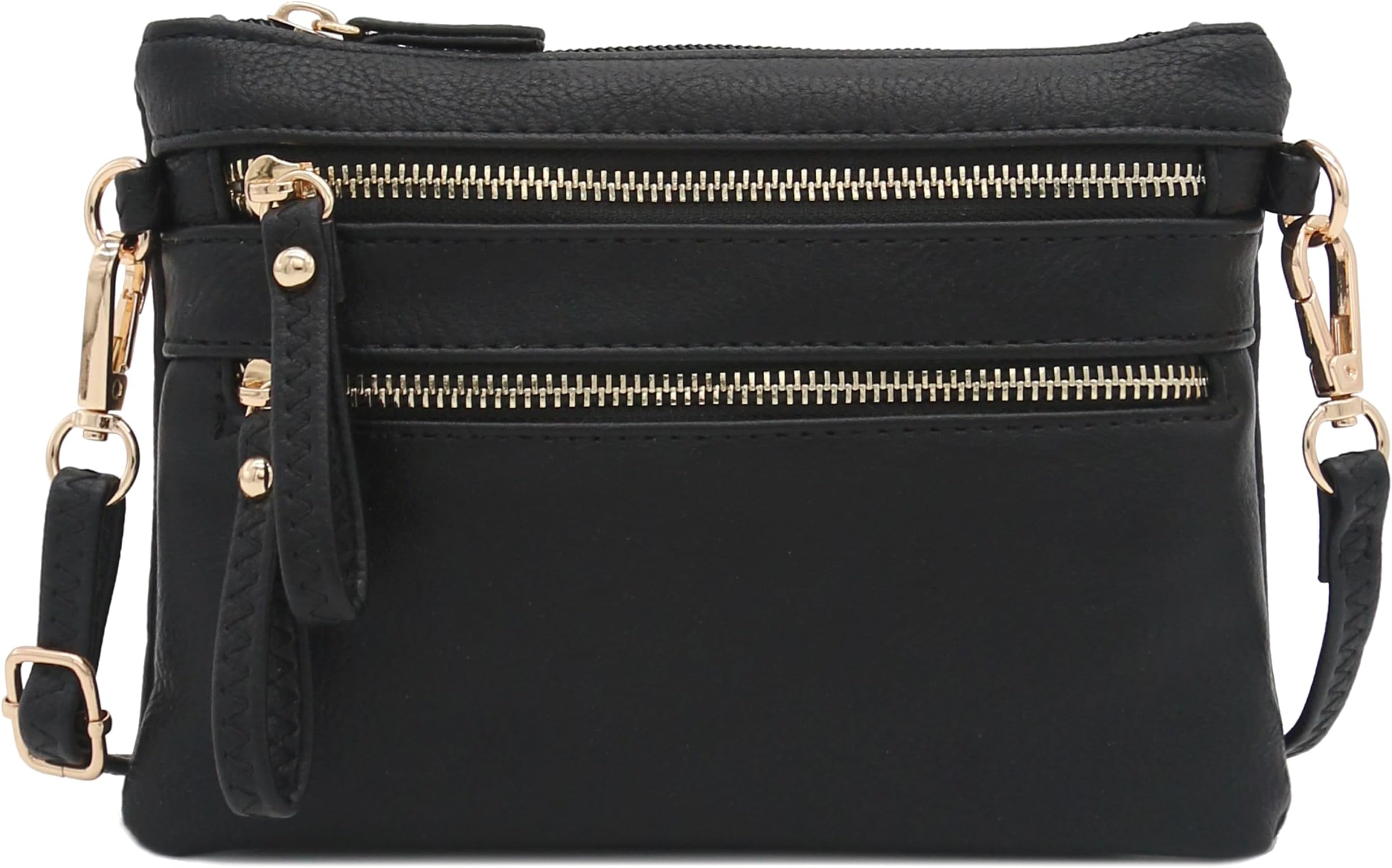 Multi Zipper Pocket Small Wristlet Crossbody Bag