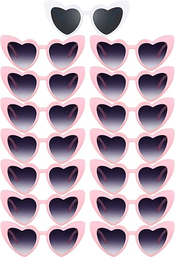 Flutesan 15 pares de lentes de sol en forma de corazón, estilo vintage, ojos de gato, para despedida de soltera