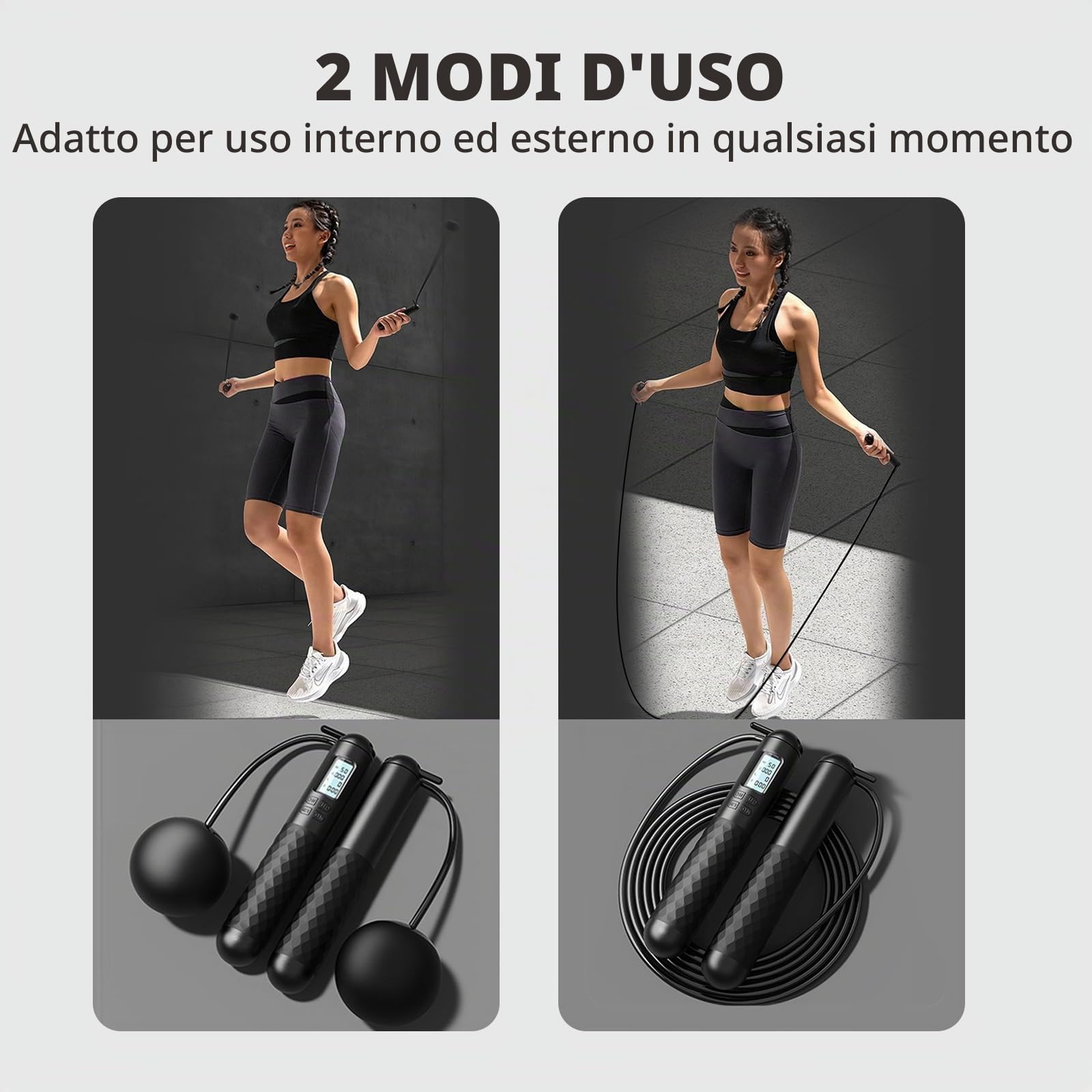 Flintronic Corda per Saltare Smart con Contatore, Corde per Saltare Senza Filo Regolabile, Corda Saltare Regolabile con Cuscinetto a Sfera, per l'Uomo/Donna/Bambini, Fitness/Perdita di Peso
