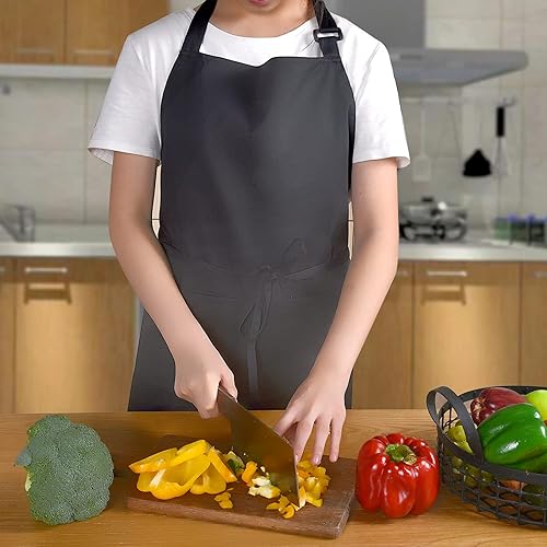 Miniatura 2 de Delantal impermeable de mezcla de algodón con 2 bolsillos para mujeres y hombres, cocina, cocinero, arpón, barbacoa, pintura de trabajo, (1 unidad)