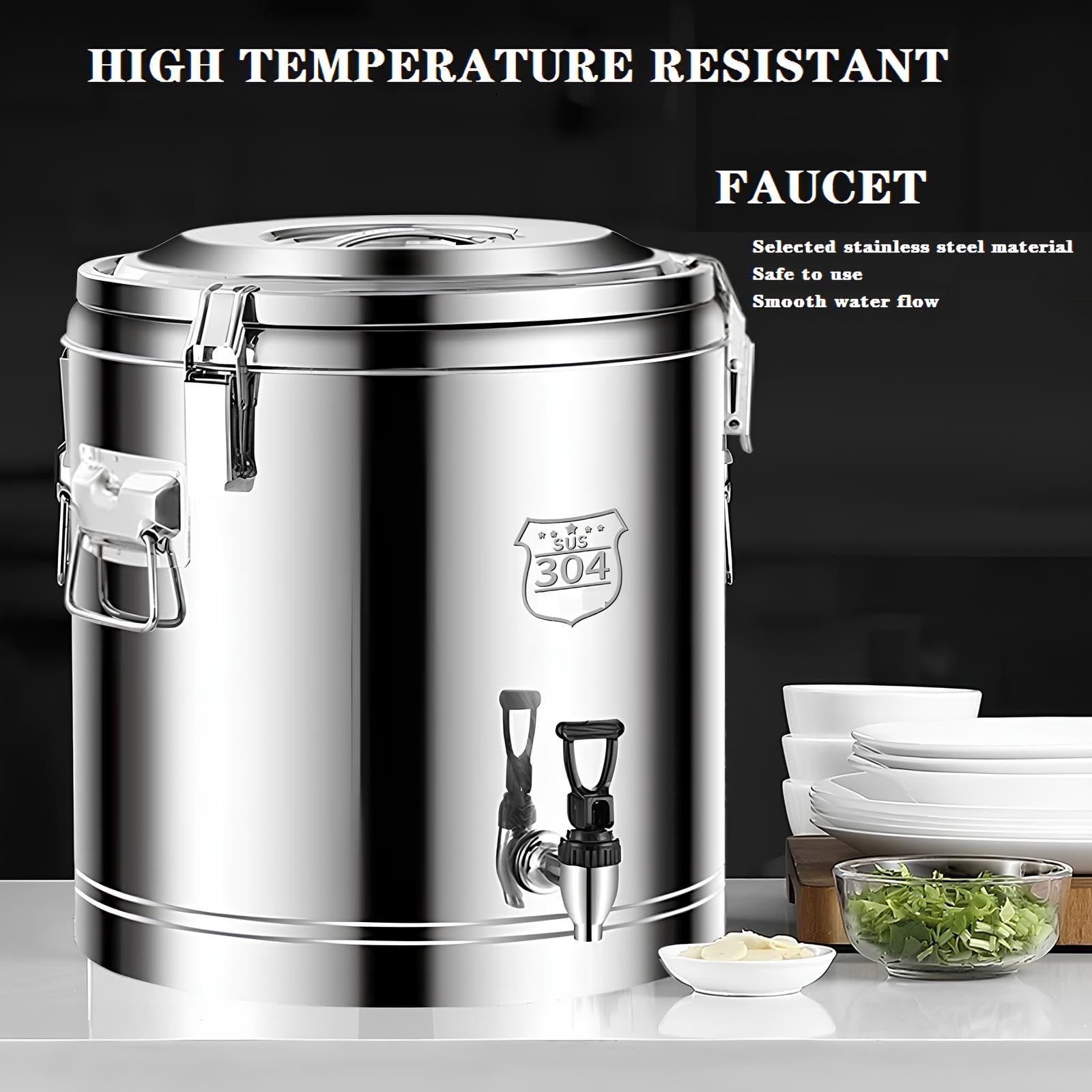 Distributore di bevande a doppia parete in acciaio inox, per conservare acqua calda, latte, tè, caffè, succo, resistente, per uso domestico e feste