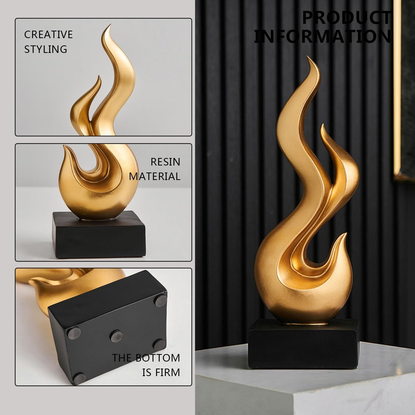 Regalos para Mujeres Artículo Decorativo de la Resina Estatua del Arte Abstracto Escultura Oro for Sala Estar Decoración para estanterías(Wealth)