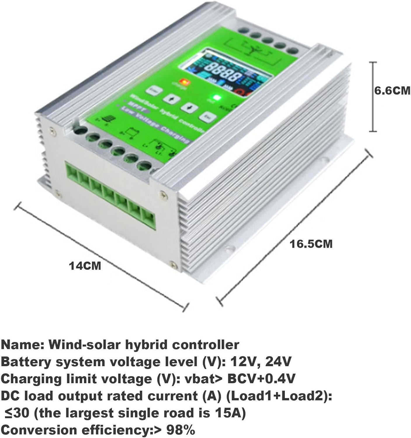 Hybrydowy Kontroler ładowania Wiatru Słonecznego Z Obciążeniem Zrzutu Dla Generatora Turbiny Wiatrowej O Maksymalnej Mocy 800 W Panel Słoneczny O Mocy 800 W Akumulator 12 V, 12V, 800W