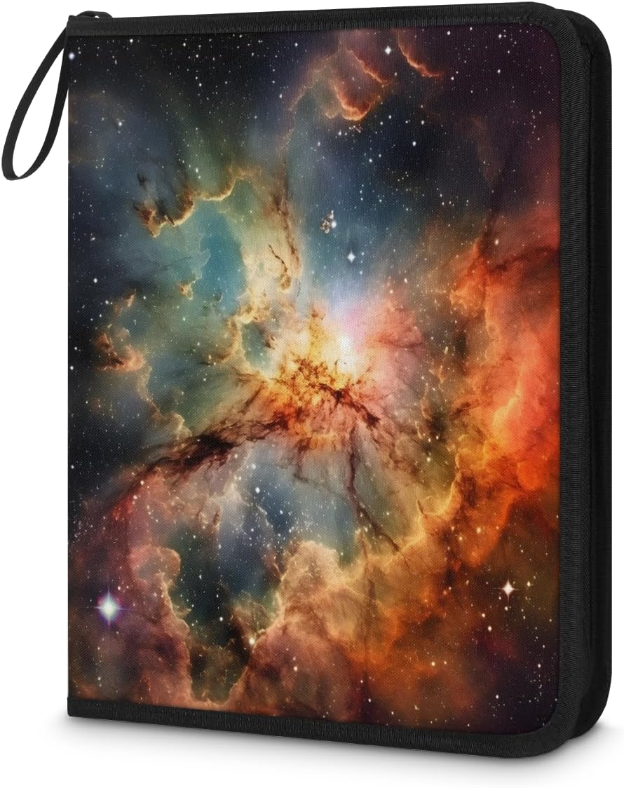 Galaxy Nebula 9-Pocket Trading Card Binder Holds 900 Cards Card Storage Organizer with Sleeves Sky Outer Space Card Holder Carry Case for MTG, TCG, Sports Cards