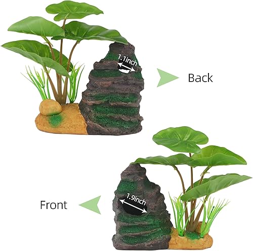 Miniatura 6 de COOSPIDER Betta - Hamaca con diseño de hojas de pez, decoración de acuario, pecera cíclidos, resina, roca, montaña, cueva, decoración, decoración