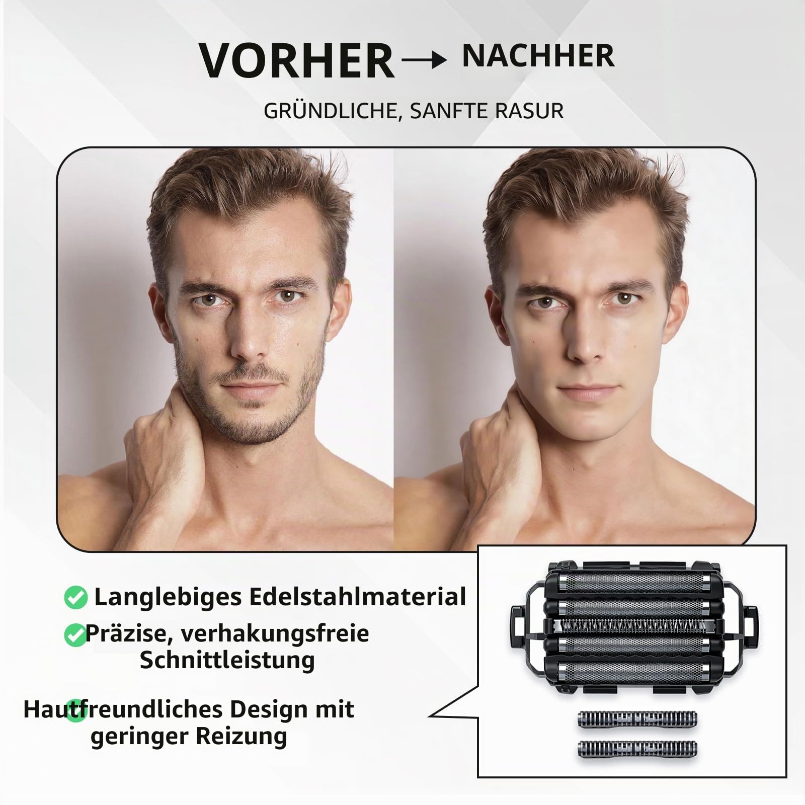 Ersatz-Schermesser WES9032P kompatibel mit Panasonic Arc 5 Rasierern mit 5 Klingen: ES-LV97-K, ES-LV67-K, ES-LV95-S, ES-LV65-S, ES-LV90, ES-LV50, ES-LV72, ES-LV52, ES-SV61, ES-LV94, usw. (2 Stück)