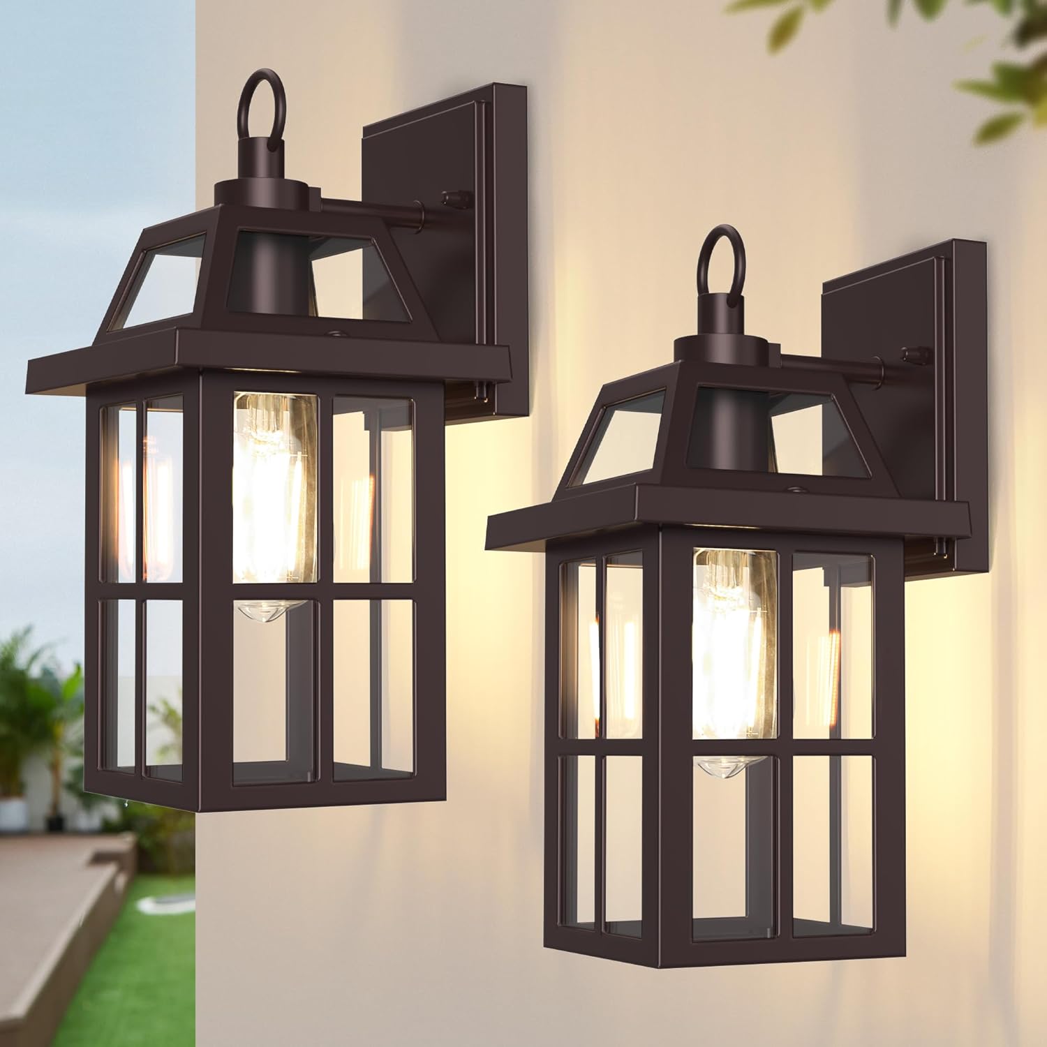 WIHTU Outdoor Wall Lantern, Porch Lights with Glass Shade, Waterproof Wall Sconce Light, ORB Fixtures Exterior Lighting, Aluminum Lanterns, Anti-Rust Front Door Garden