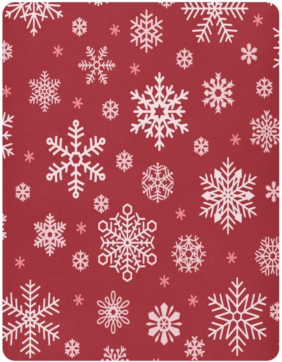YETTASBIN Christmas Red Snowflake Fitted Crib Sheet for