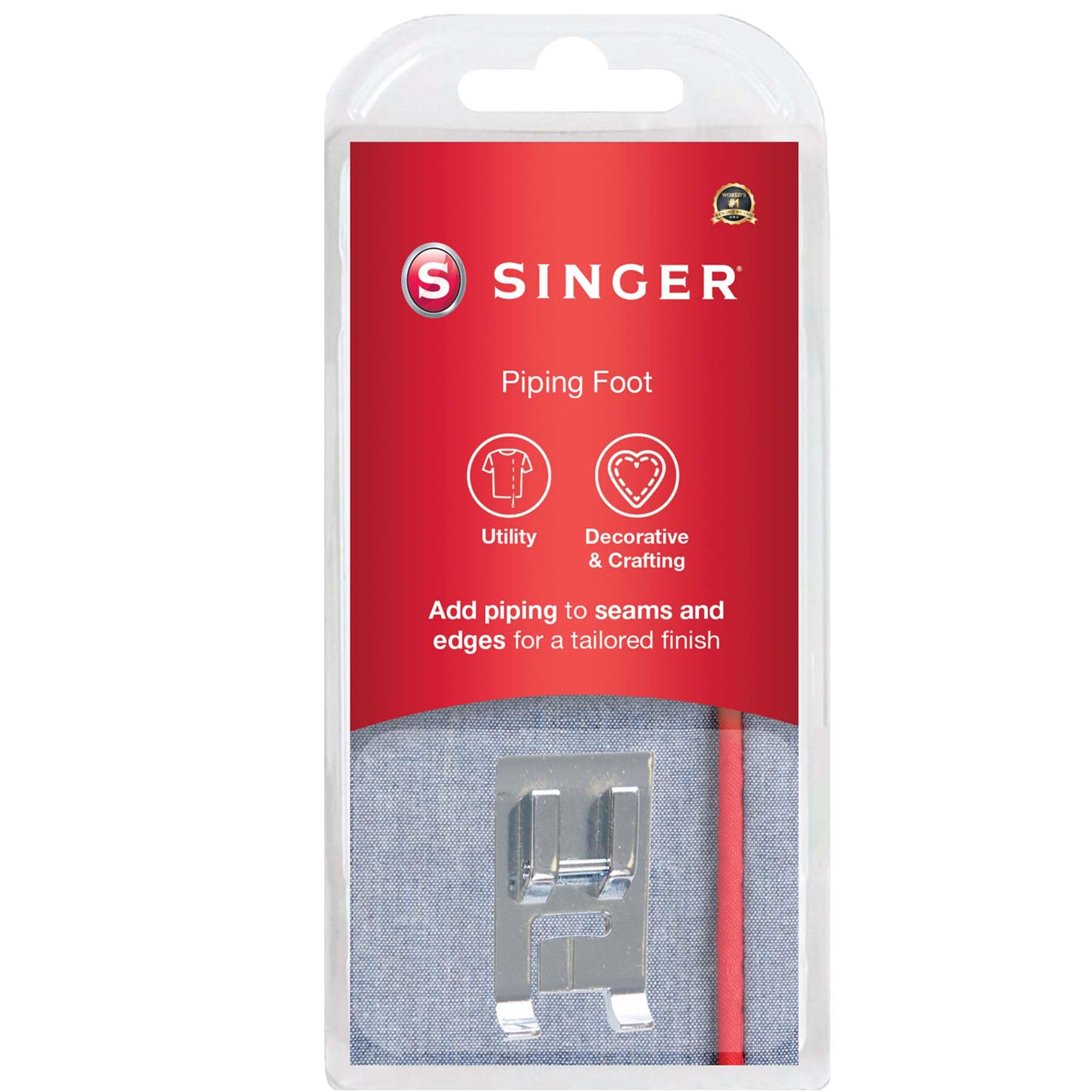 Singer Piping Presser Foot | Compatible with Singer Sewing Machines | Adjustable Needle for Precise Piping & Seam Stitching | Ideal for Custom or Packaged Piping Projects