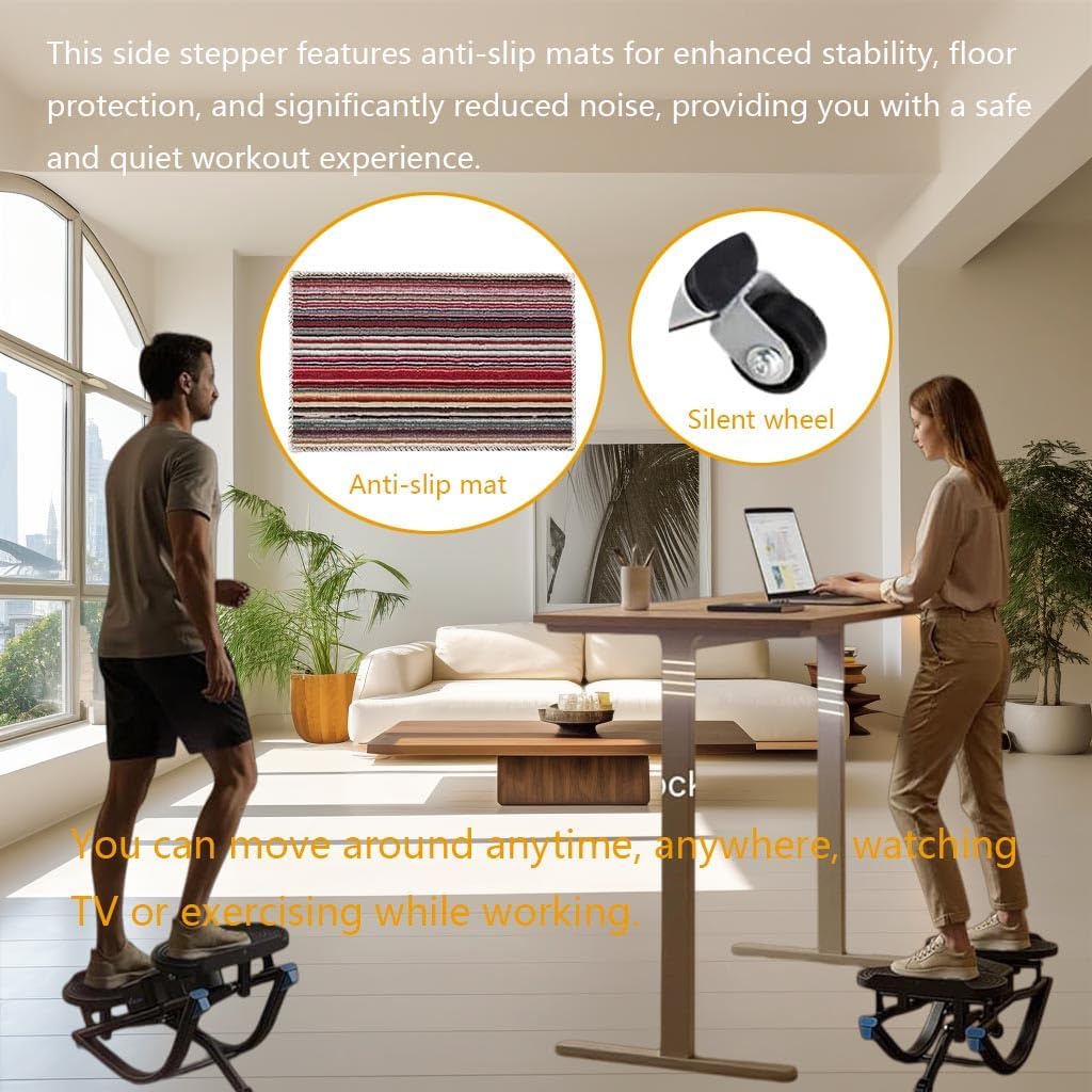 Rock Stepper Side To Side Lateral Rocking Home Workout Machine With Resistance Band ＆Anti-Slip Mat Protects Knees And Joints Portable Compact Leg Hip Ab And Core Muscle Trainer Built-In Counter