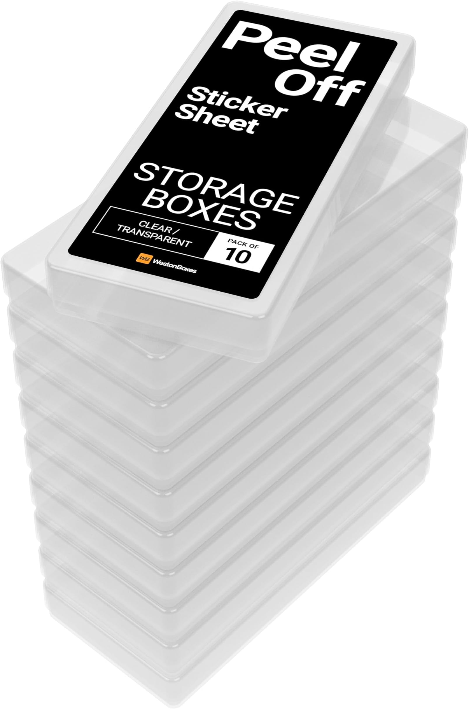 Plastic Peel Off Sticker Sheet Storage Box for arts, crafts, cardmaking and scrapbooking (Clear, Pack of 10)