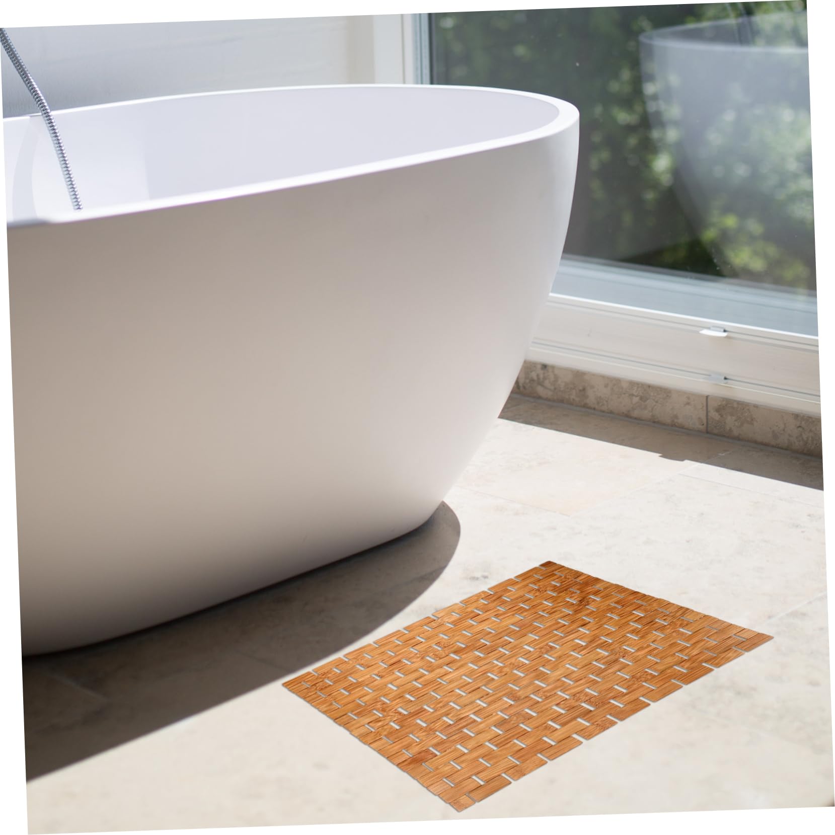Cabilock Alfombrilla de Baño en Color Caqui de Bambú Antideslizante Superficie Lisa, Alfombra Absorbente para Hotel y Baño