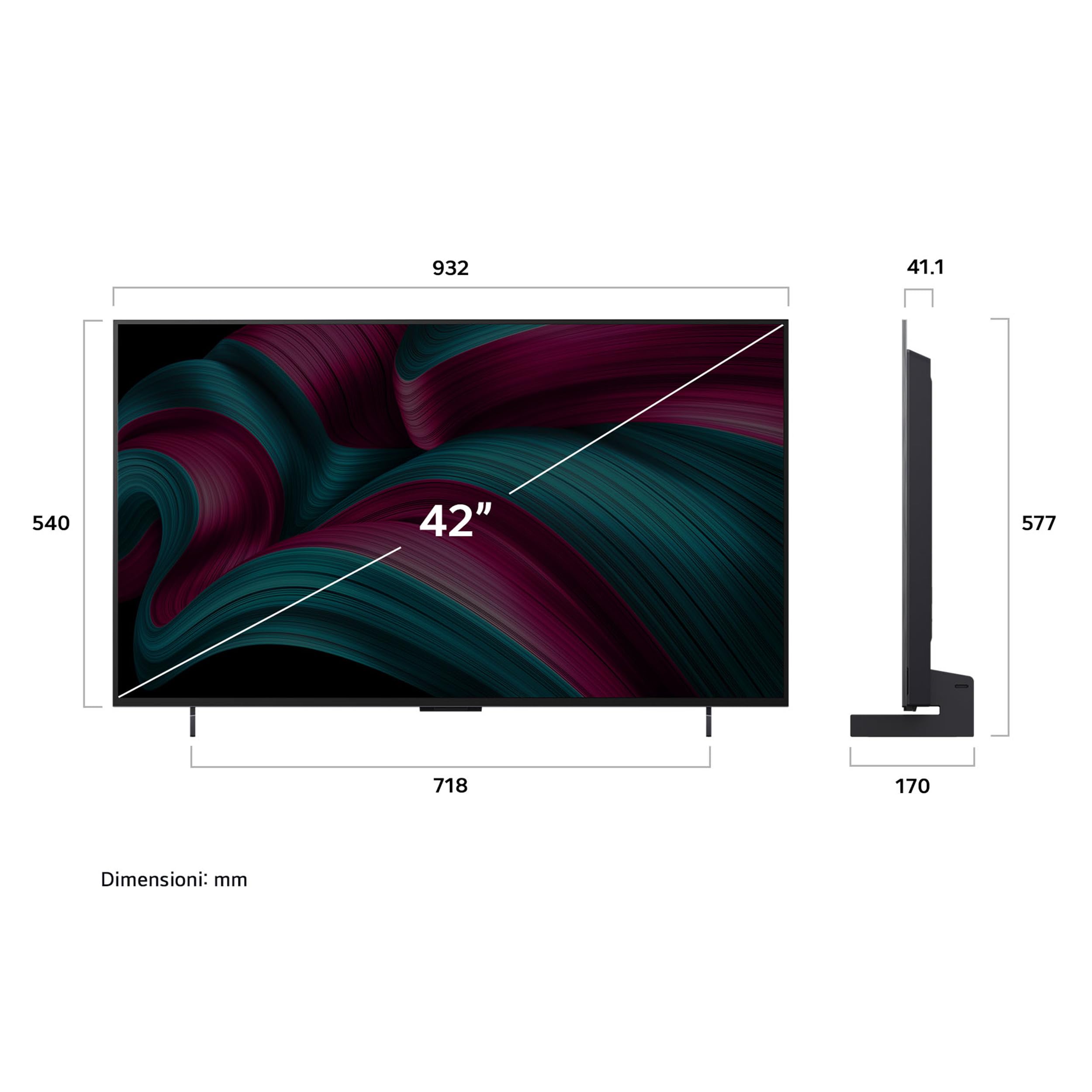 LG OLED evo AI 42 Pollici, Serie C5 2025 Smart TV 4K - OLED42C54LA | Processore ?9 Gen8, WebOS con AI, Dolby Vision e Atmos, Gaming VRR e G-Sync 4K@144Hz, 4 HDMI 2.1, Alexa