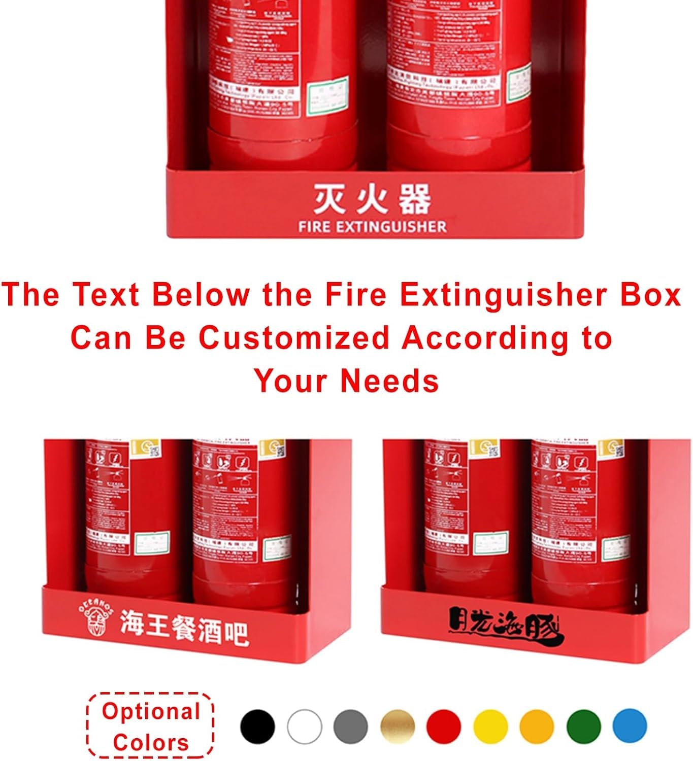 Extintor de incendios, caja decorativa para extintor de pared, para 2 soportes para extintores de 1 ~ 3 kg (blanco)
