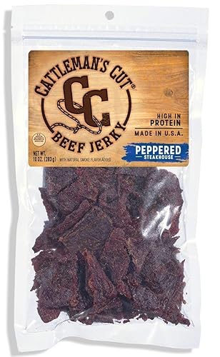 Cattleman's Cut Peppered Steakhouse Beef Jerky, 10 Ounce - Peppered Beef - 10 Ounce (Pack of 1)