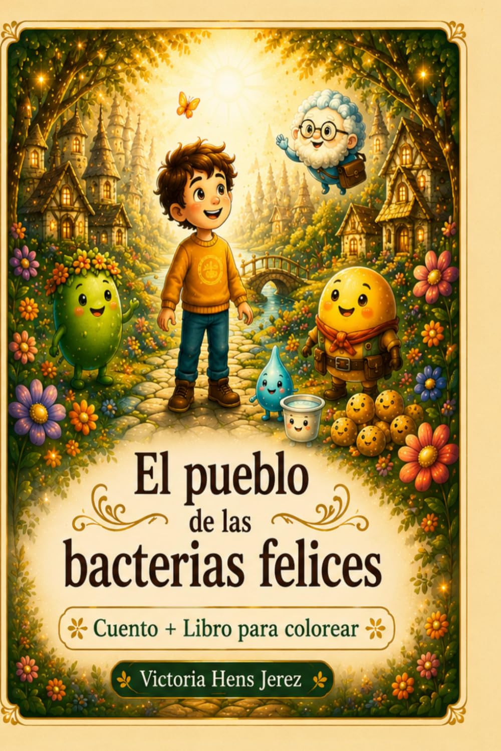 El pueblo de las bacterias felices: Cuento infantil + libro para colorear sobre microbiota, alimentación saludable y hábitos saludables (Historias del Reino del Equilibrio)