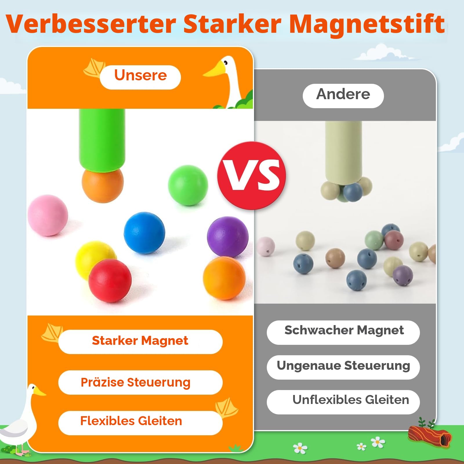 Montessori Spielzeug ab 3 Jahre, Magnetspiel Labyrinth Spielzeug, Holzspielzeug Zahlen und Farben Lernspielzeug Motorikspielzeug ab 3 4 5 6 Jahre, Geschenk für Kinder Jungen Mädchen