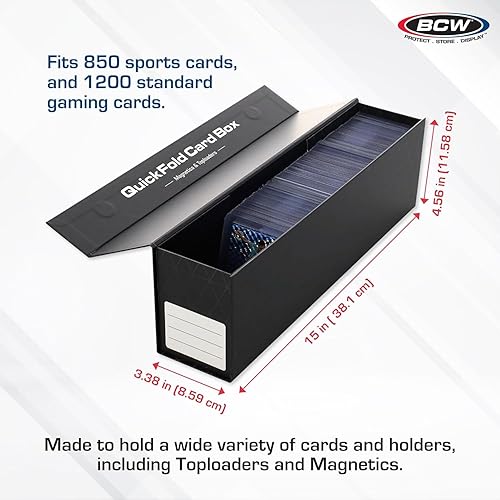 Miniatura 3 de BCW QuickFold - Cajas de tarjetas  Negro  Caja de almacenamiento de tarjetas con cierre magnético  Capacidad para 850 a 1200 tarjetas cada una  Se