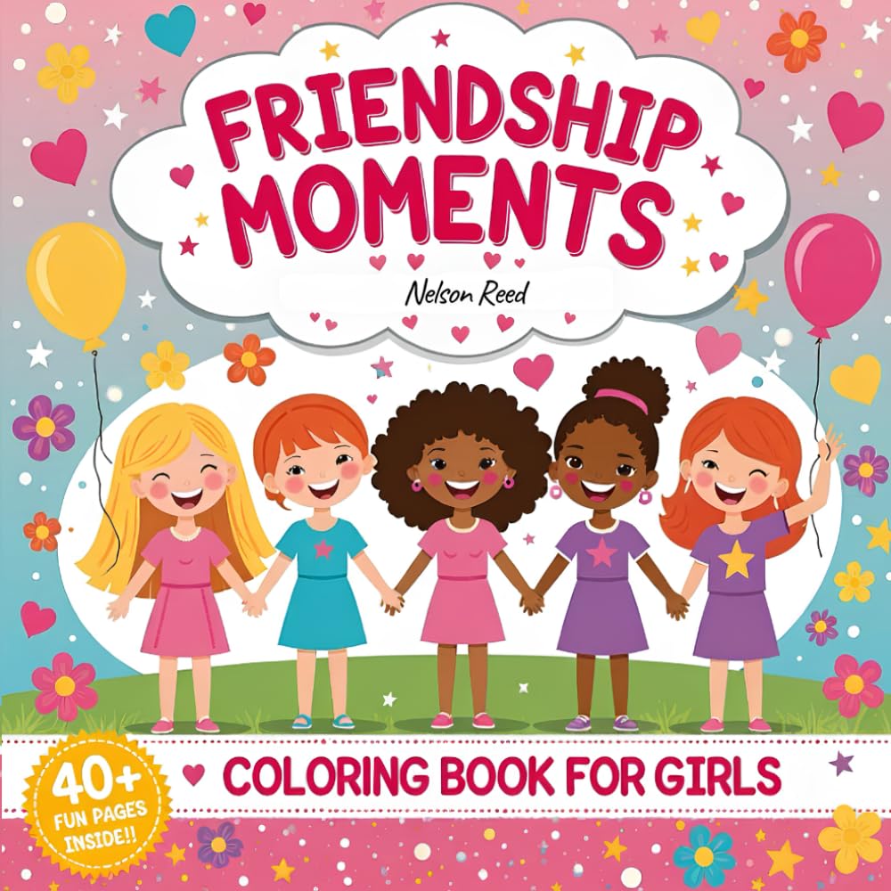Friendship Moments Coloring Book for Girls: Bold and Easy Designs for Relaxation Celebrating Best Friends Forever
