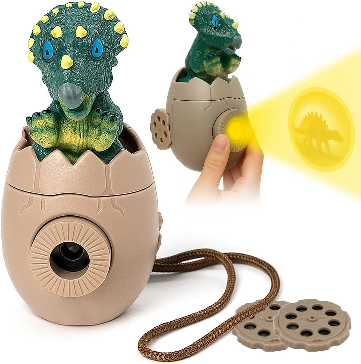 Xwin Kids Dinosaur Torch Projector - Glowing Dinosaur Egg Toy, Portable Projector Night Light for Bedtime, Educational Learning Fun and Easter Gift for Boys and Girls Ages 3+ Years