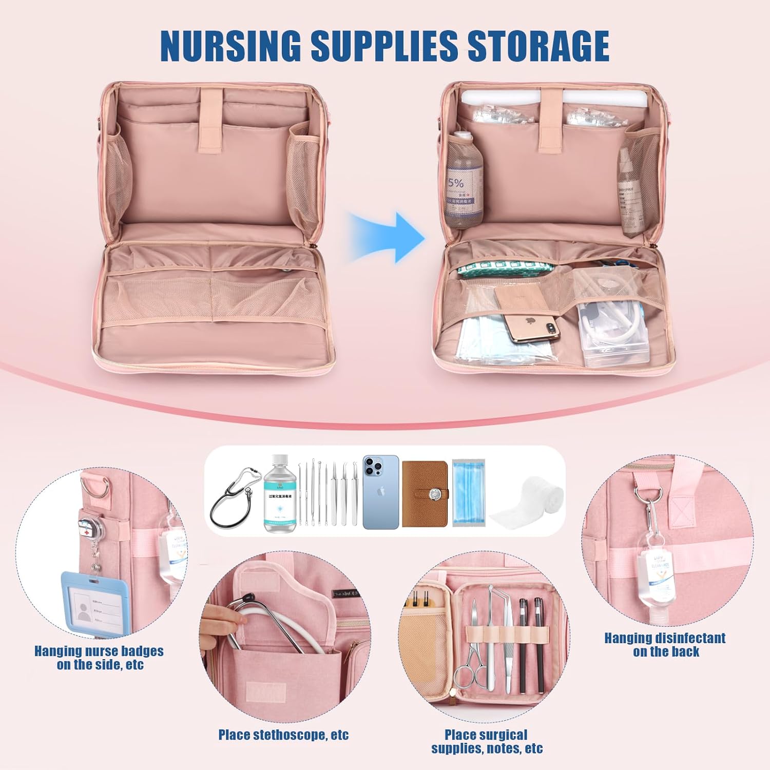 Professional Tote for Women 14" Laptop Bag - Teacher Nurse Work Bag Lay-Flat, Office College Commuting, Craft Organizer Bag