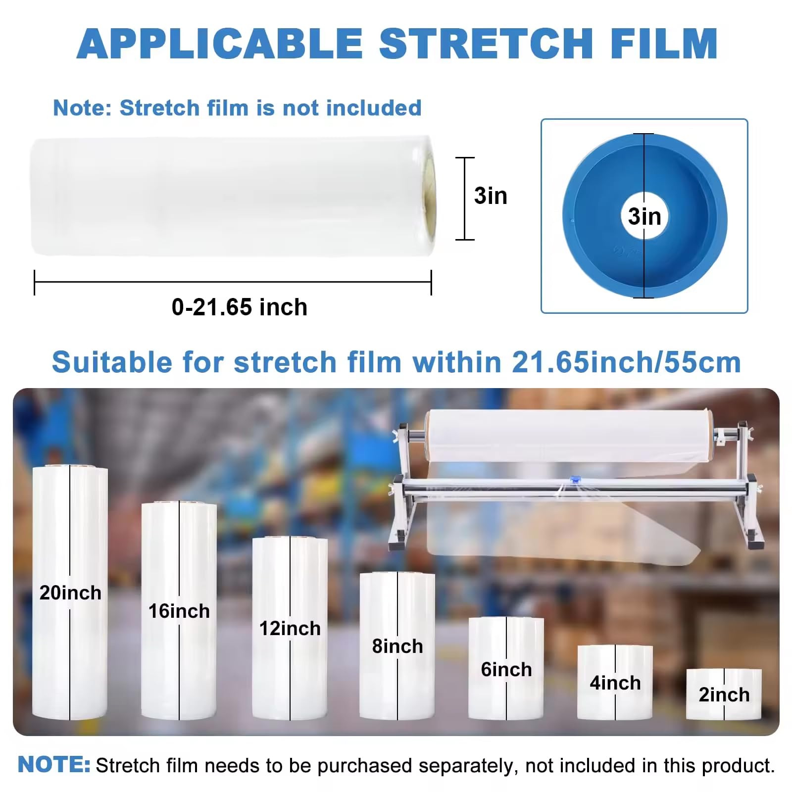 Dévidoir Manuel de Film étirable, Machine d'emballage en Acier Inoxydable, pour Films de 55 cm