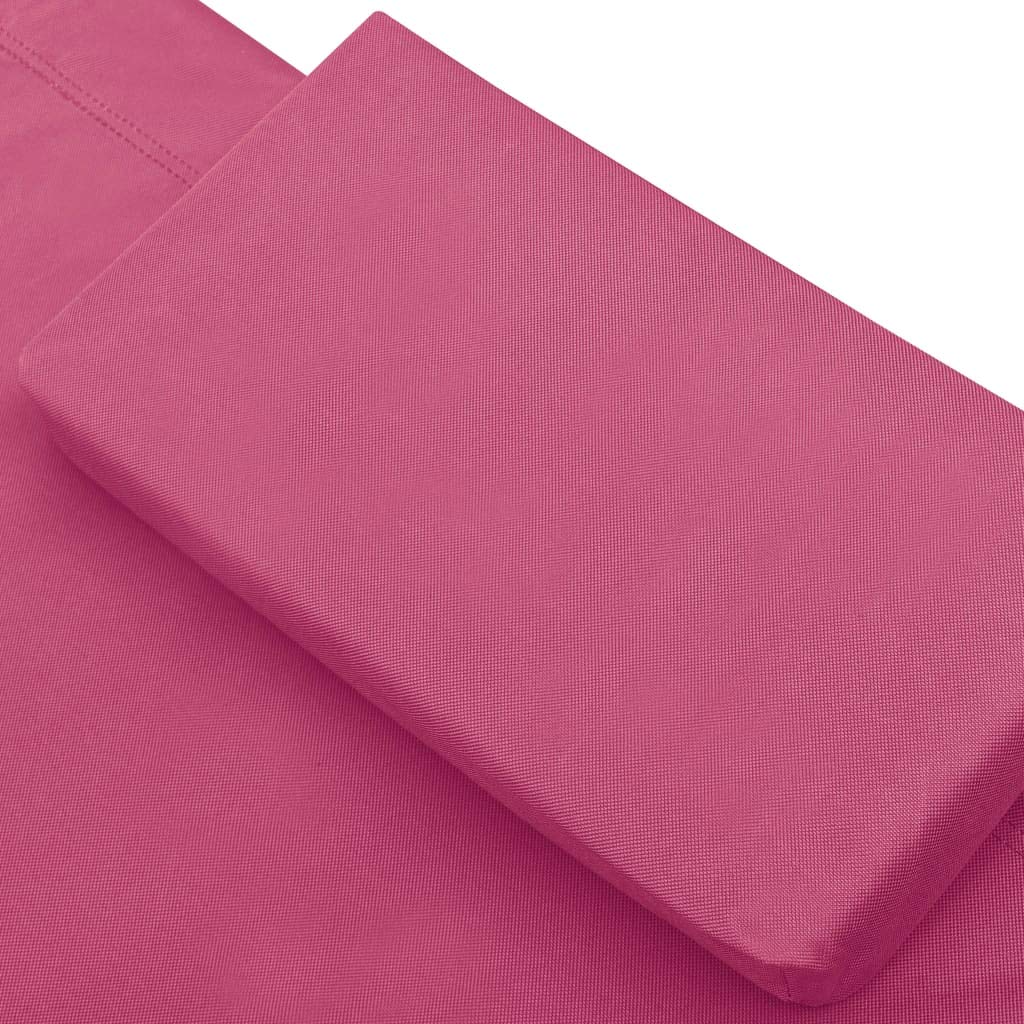 Lettino prendisole con tettuccio parasole e cuscino, rosa, da giardino, pieghevole, per spiaggia, esterni, piscina, con schienale regolabile e resistenza all'acqua, per terrazza e balcone