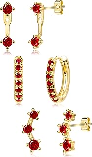 Gold Plated Stud Huggie Earrings Stack for Women Trendy, 3 Pairs Small Cute Hoop Jacket Cartilage Earring Set, Fashion Accessories Holiday Western Jewelry Christmas Gifts