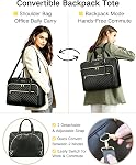 Taygeer 17 Sacs d'ordinateur portable de pouce pour femmes, grand sac à dos de mallette convertible avec USB Port, Sacs en cuir imperméable, Sac à main pour ordinateur de bureau, Noir 3 en 1 Porte-monnaie imperméable, grande capacité, avec étrier Str