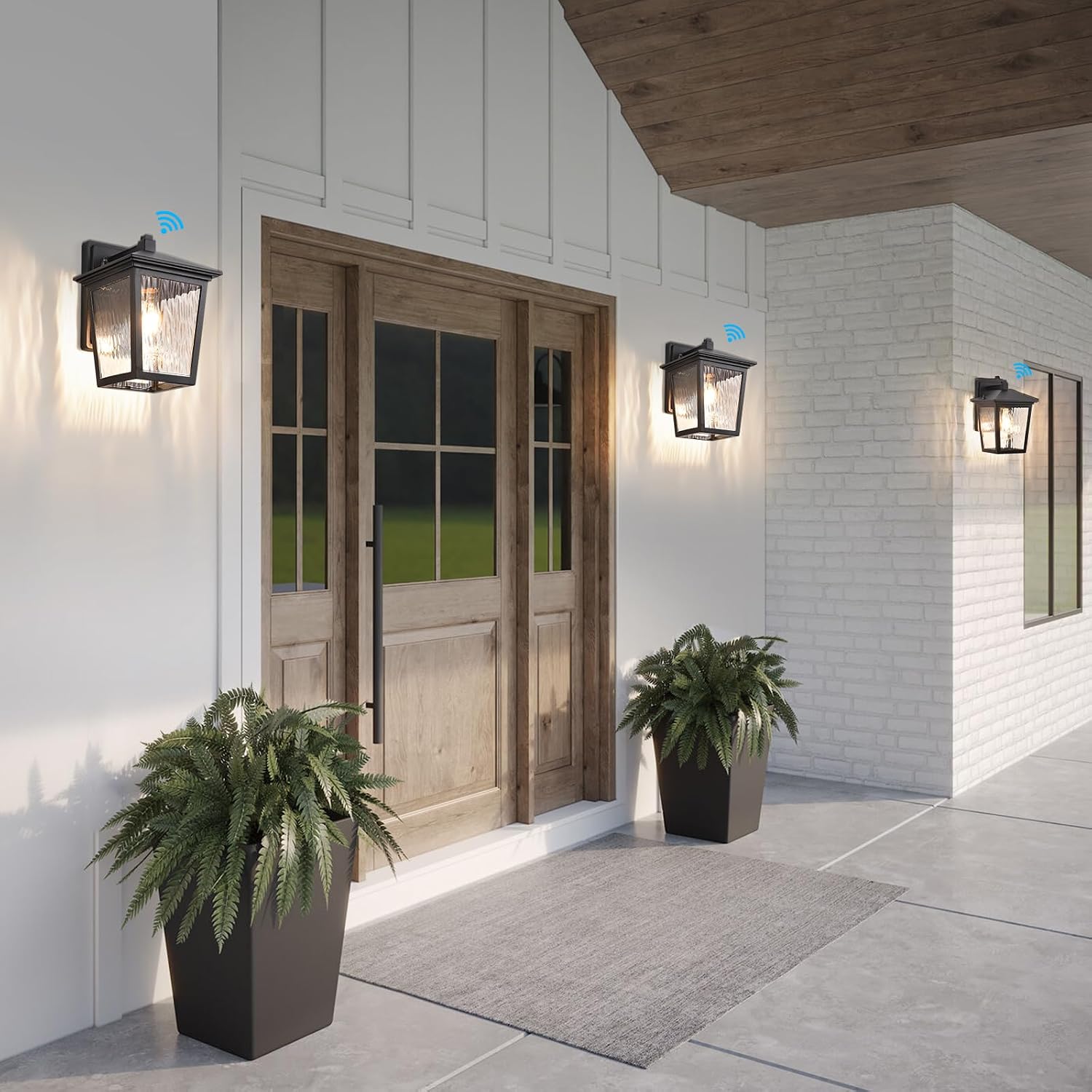 Dusk to Dawn Outdoor Wall Lantern, Exterior Wall Sconce Light Fixture with E26 Base, Black Waterproof Wall Mount Light, Outdoor Lantern for Porch