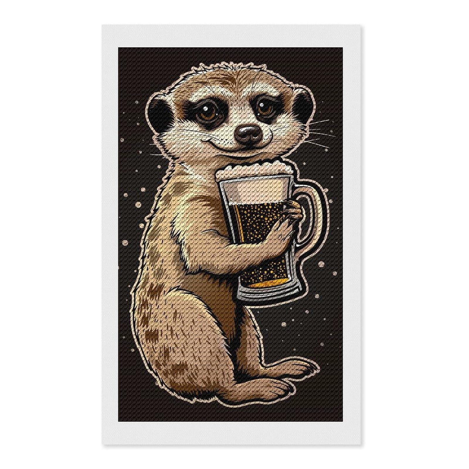 Junmoney Meerkat Beer Diamond Painting Canvas Set 12"x20", Mindful Craft Activity, Nice Detail and Sparkle, Farmhouse Decor, Birthday Gift