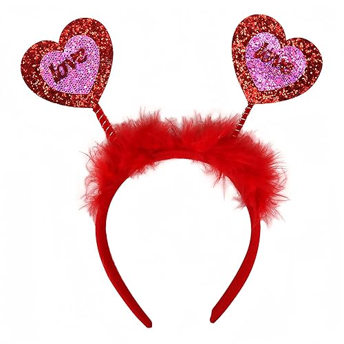 AIUPUOC Diadema de corazón de San Valentín para mujer, banda para el cabello en forma de labio, accesorios para el cabello (purpurina de amor)