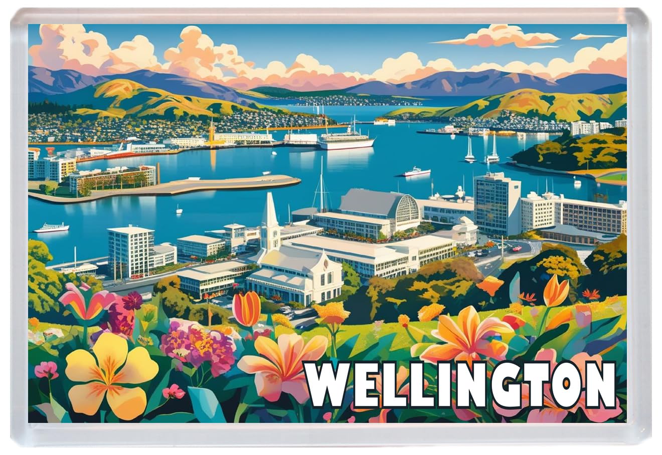 Wellington - New Zealand - Jumbo Artistic Fridge Magnet 96 x 67mm
