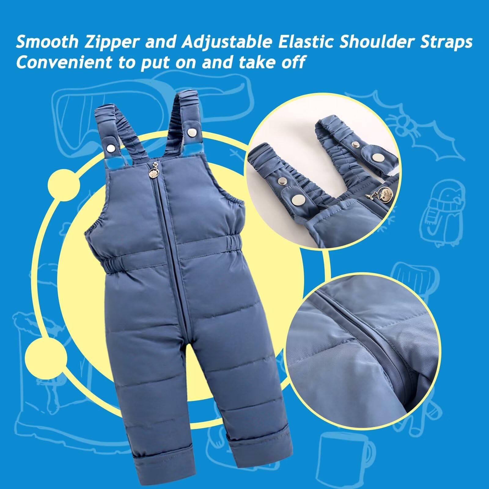 BYFRI Schneeanzüge für Jungen und Mädchen, Daunenjacke mit Kapuze und Skihose, Baby Schneeanzug, Winteranzug für Babys, 18M-4T