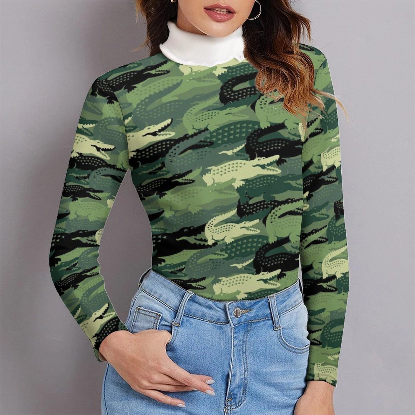 ディーゼル ニット カモフラ柄 ざっくり編み ハイネック 迷彩柄 モヘヤ