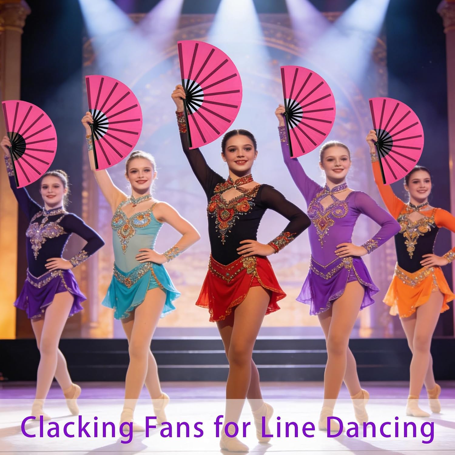 10 PCS Boots on The Ground Hand Fan Bulk - Rave Fans 13 Inch Large Clacking Fans for Line Dancing Make Loud Sounds for Party