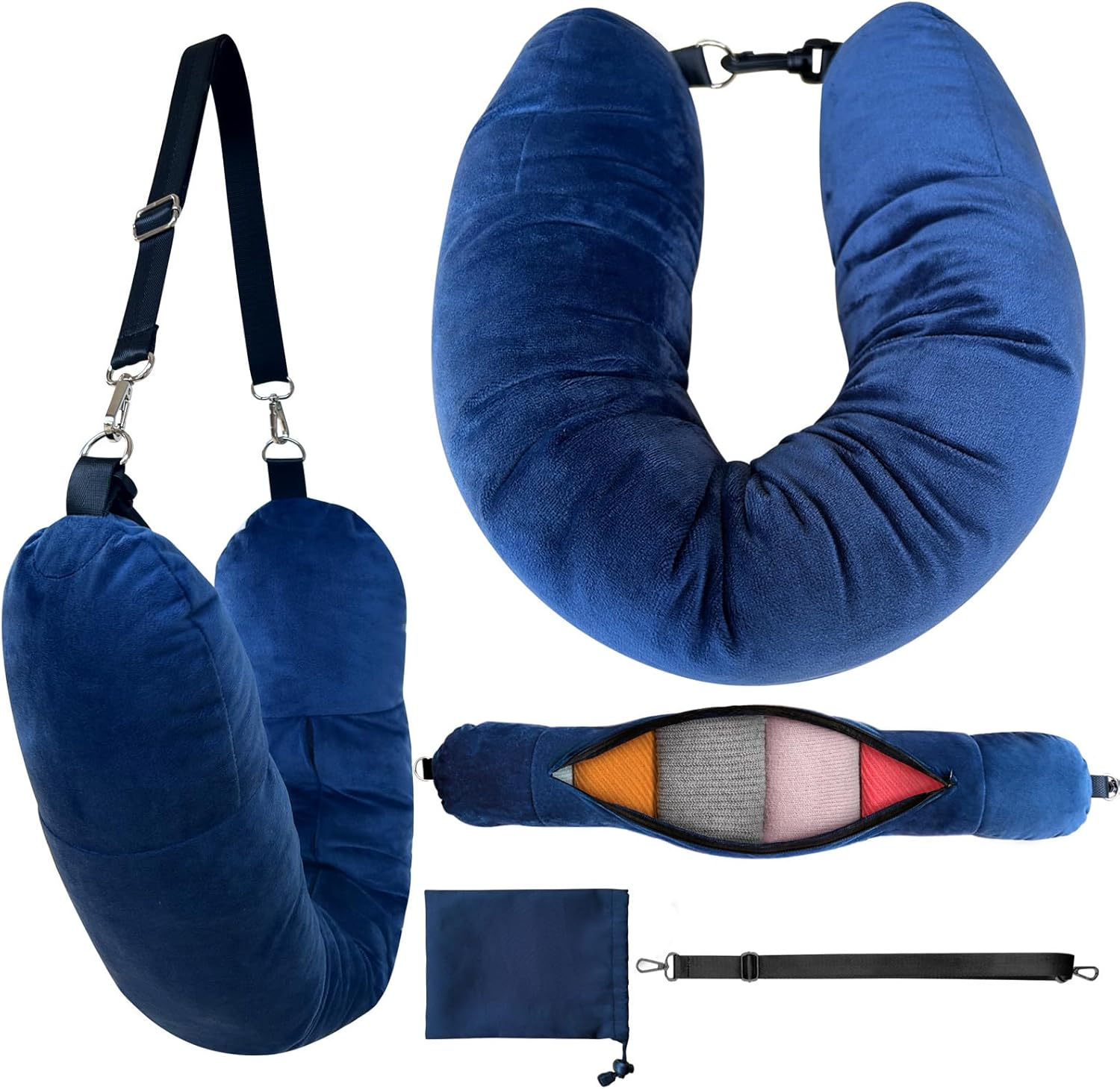 Stuffable Neck Pillow, Stuffable Travel Pillow with Clothes,