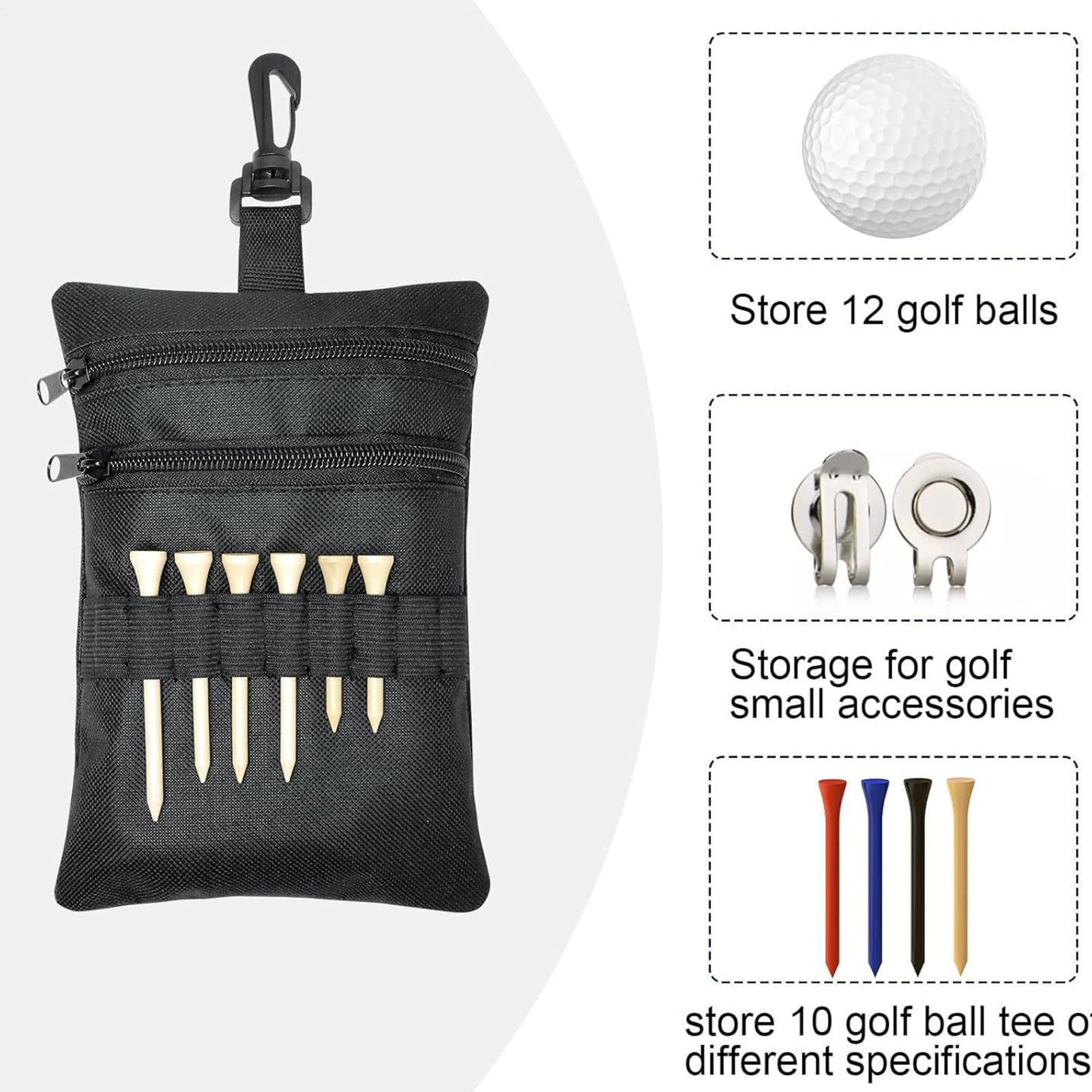 Borsellino Da Golf | Tasca Addominale Per Oggetti Di Piccole Dimensioni,La Borsetta Per I Tee Da Golf,per Cintura, Zaino, Esterno, Allenamento, Viaggio, Donne, Golfisti