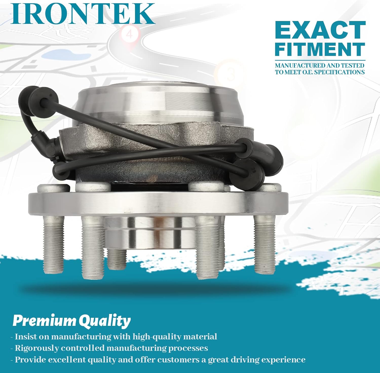 IRONTEK 515065x2 Front Wheel Bearing and Hub Assembly w/ABS Fits 2005-2015 for Nissan Frontier/Xterra, 2005-2012 Pathfinder, 2009-2012 for Suzuki Equator 4WD 4X4 6 Lugs w/ABS