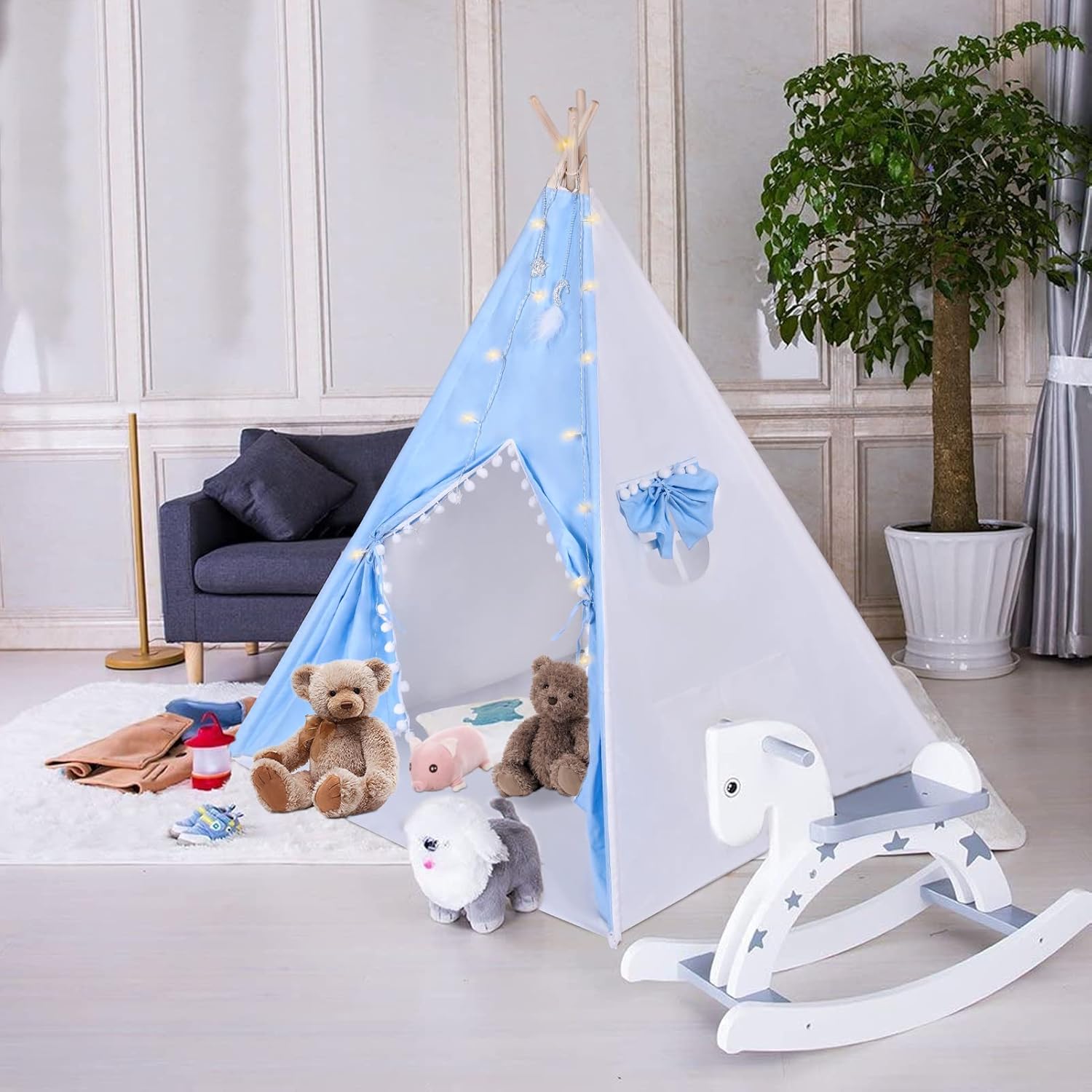 Kids Teepee Tent with Carry Case, Floor Cover, Star Zimbabwe Ubuy