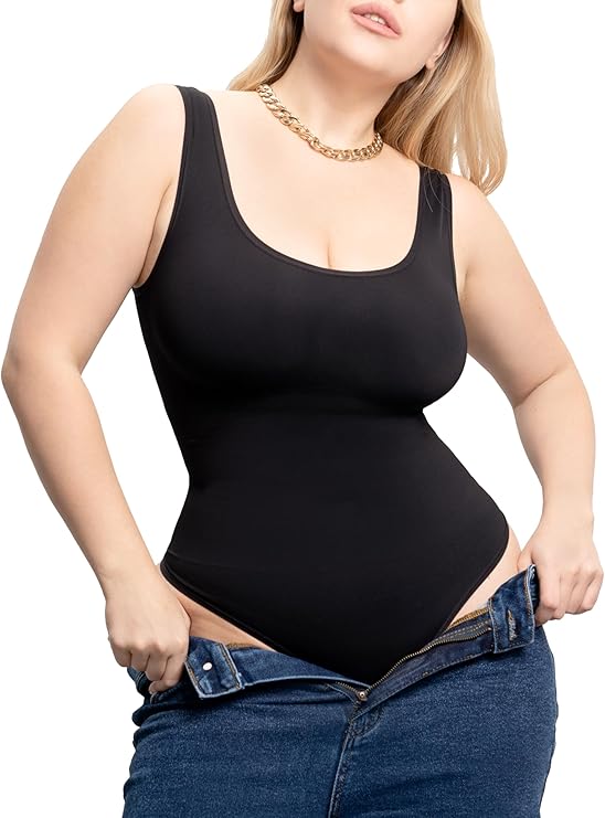 WAISTLINE Women's Sleeveless Bodysuit - Seamless Tummy Control Shapewear Body Suit - Sculpting Snatched Waist Shaper