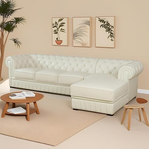 Sofá seccional en forma de L, conjunto de sofás de Cuero, sofá grande de piel de vaca con sillón reclinable a la izquierda, adecuado para oficina,