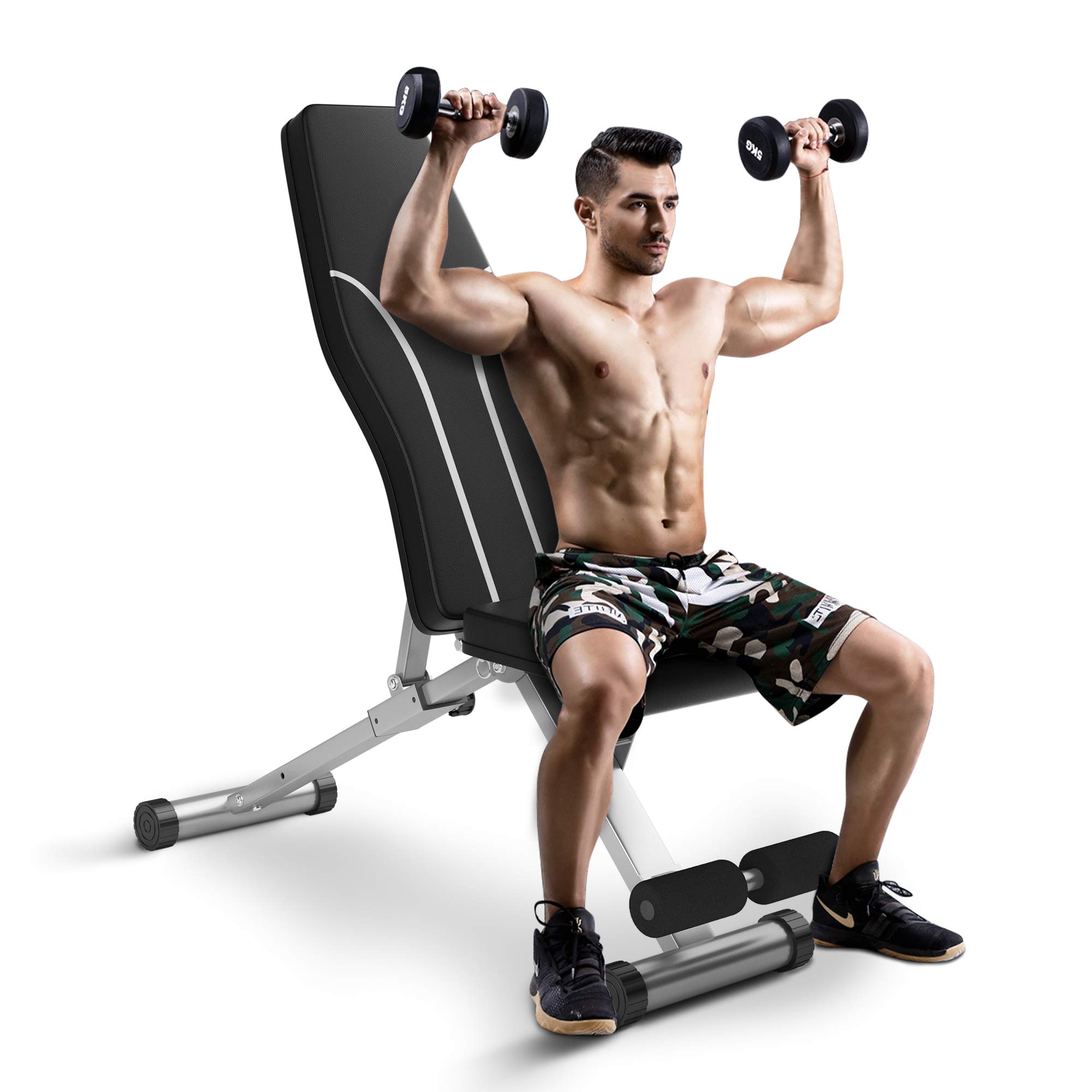 Weight Bench Adjustable Workout Bench for Home Gym Foldable Strength Training Benches, Multipurpose 