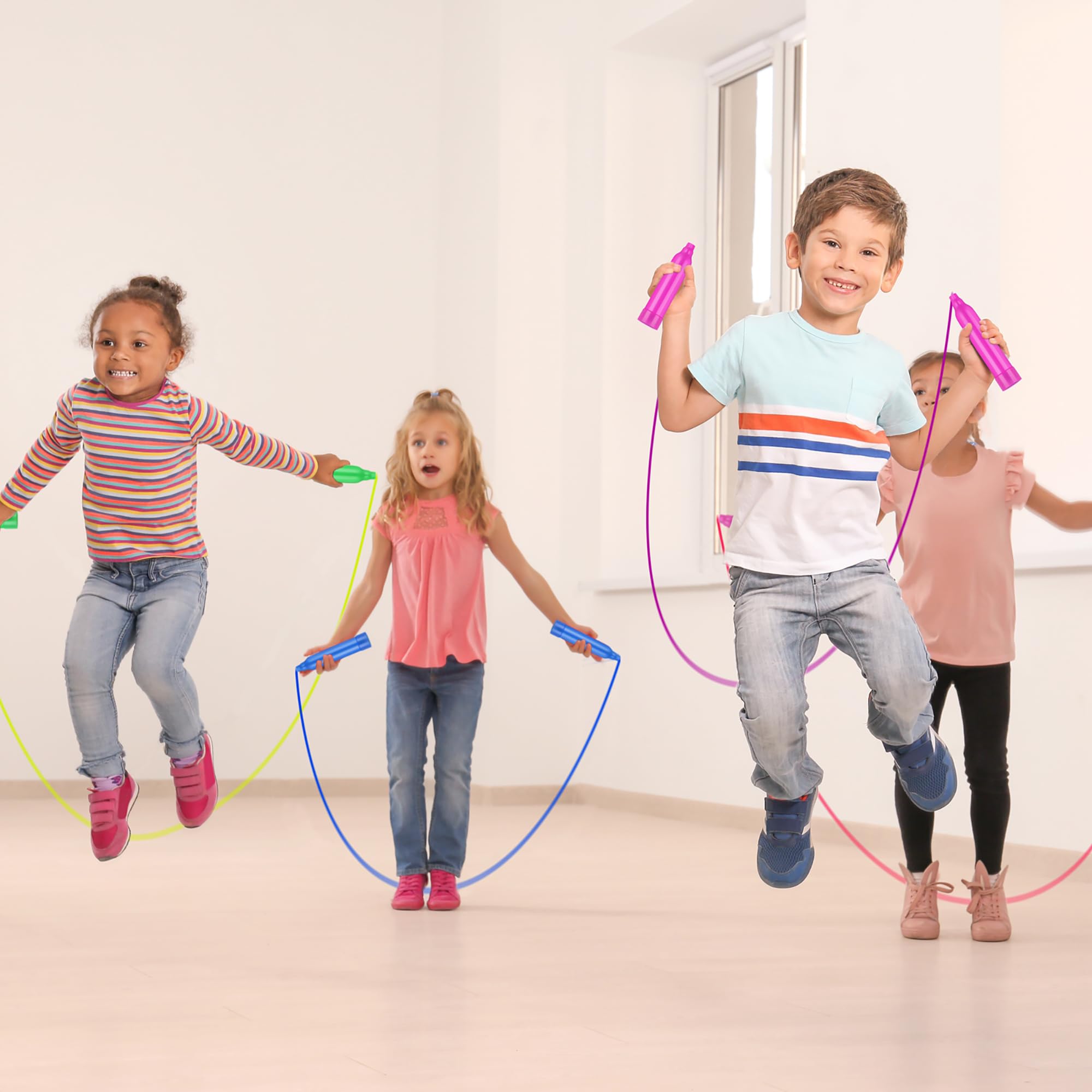 Snapklik.com : 6 Pack Colorful Jump Rope Set Adjustable Plastic Jump ...